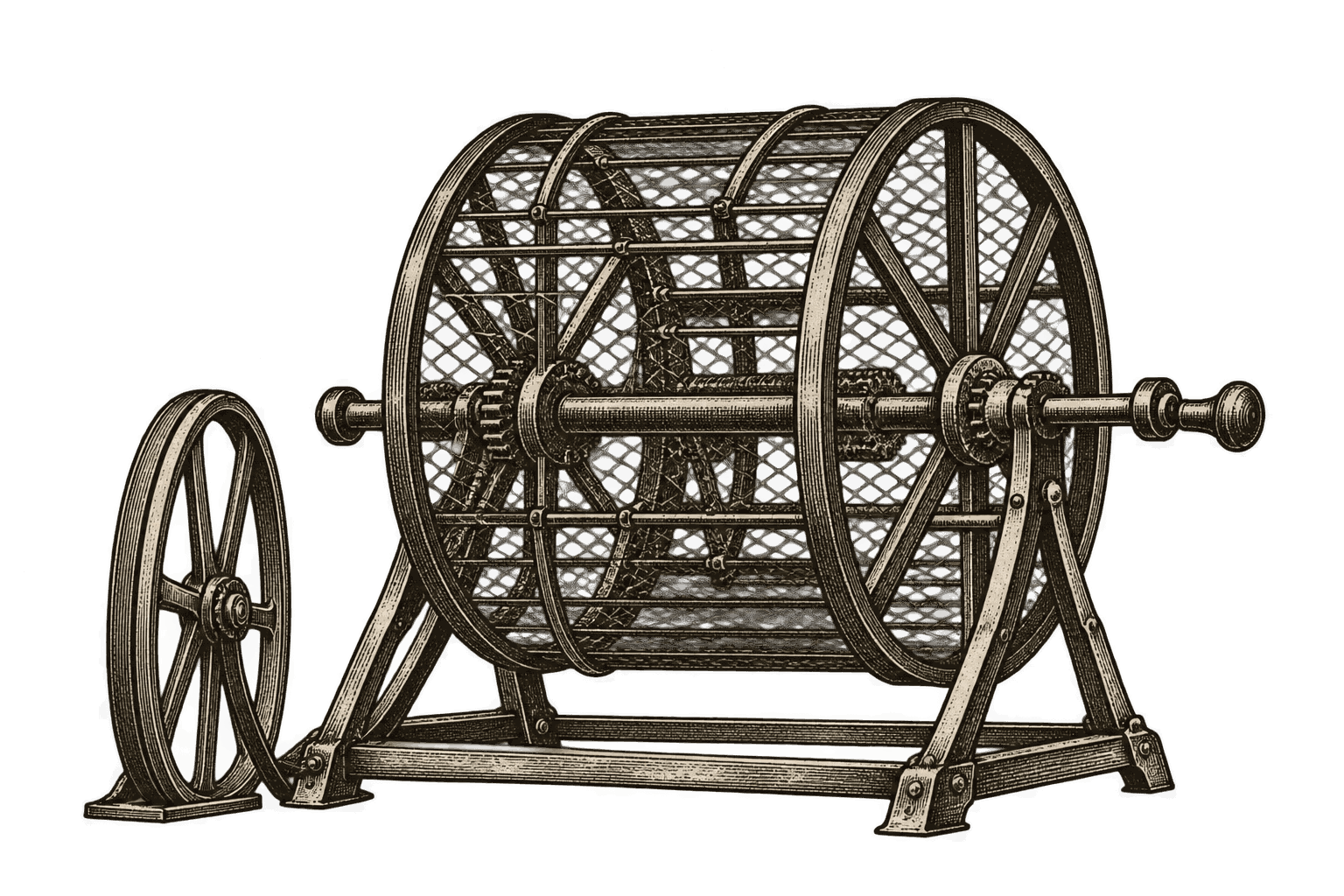 Illustration of a mine windlass drum used to select a winner